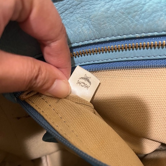 MCM BLUE VISETOS ZIPPERED SMALL TOTE BAG - Picture 15 of 16